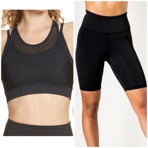 IVL Collective Cut Out Mesh Sports Bra and Hydra Sculpt Bike Shorts in Black